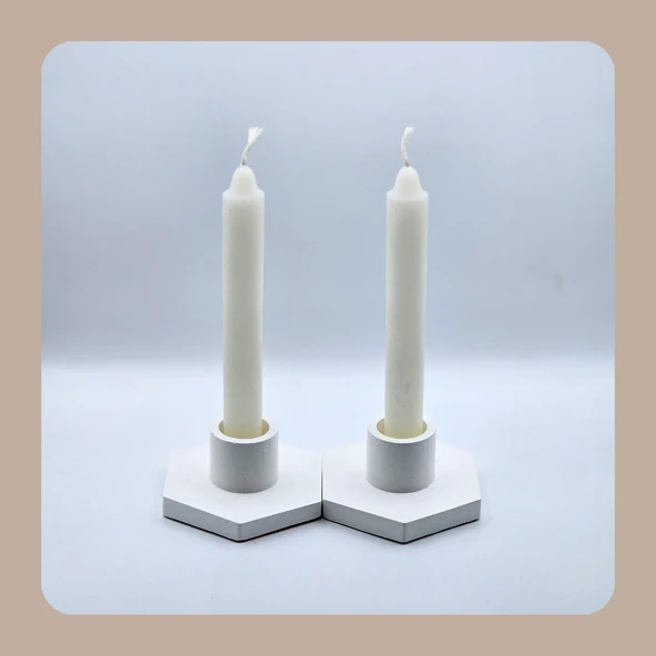 Lumen Dekoratif 2'li Mumluk & Şamdan Seti | El Yapımı | Minimalist Tasarım - 7