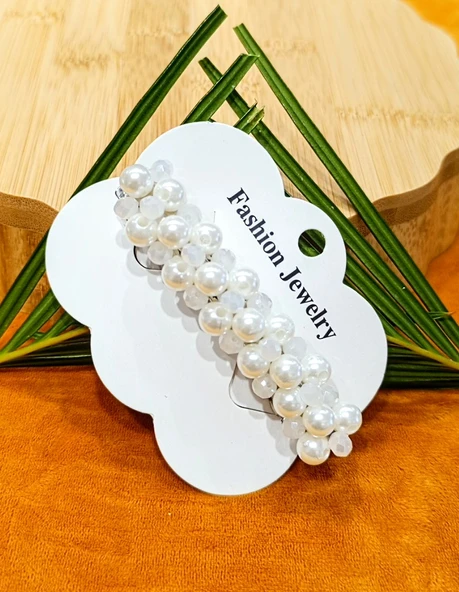 Monalisa Home Lüks Figürlü İncili Gümüş Klips Toka ürün görseli 1