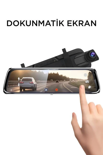 Lenovo V7/PLUS Siyah 1080P Araç içi 9.6inç Dokunmatik Dikiz Gece Görüşü Ön ve Arka Araç Kamerası - Resim 2