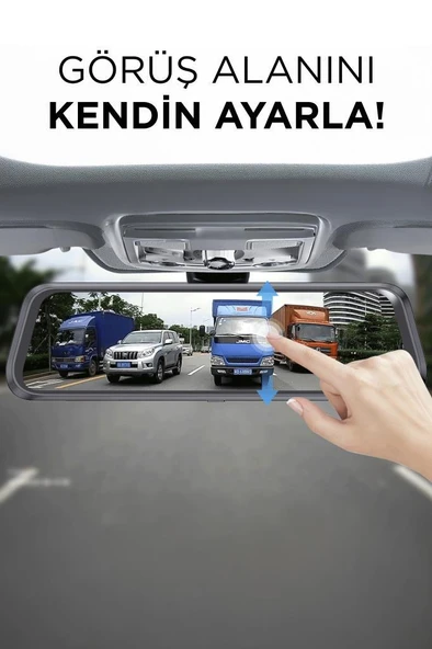 Lenovo V7/PLUS Siyah 1080P Araç içi 9.6inç Dokunmatik Dikiz Gece Görüşü Ön ve Arka Araç Kamerası - Resim 5