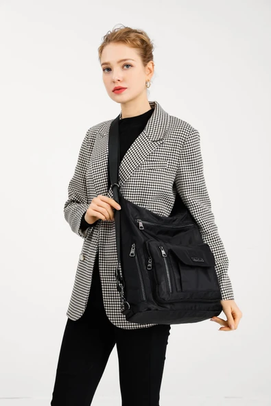 Saten Kumaş Hem Sırt Hem De Omuz Çantası 2129 - Resim 5