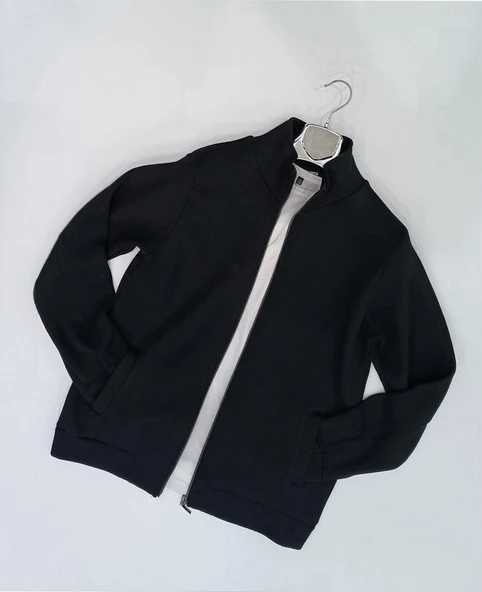 Baros Slim Fit Erkek Fermuarlı Triko Ceket