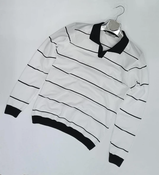 Slim Fit Polo Yaka Uzun Kol Erkek Örme Triko