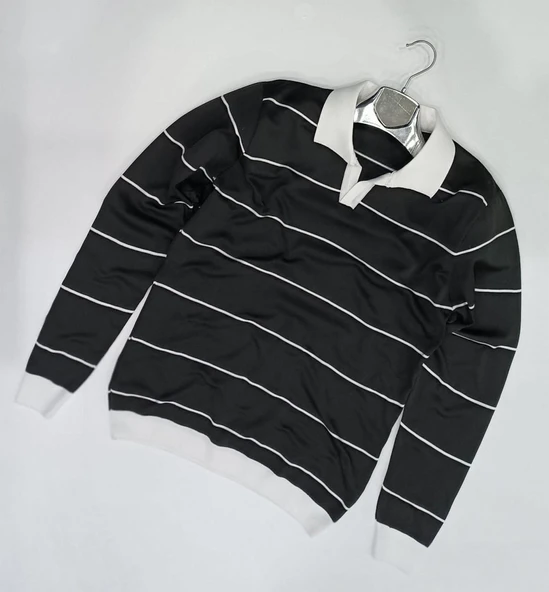 Slim Fit Polo Yaka Uzun Kol Erkek Örme Triko - 2