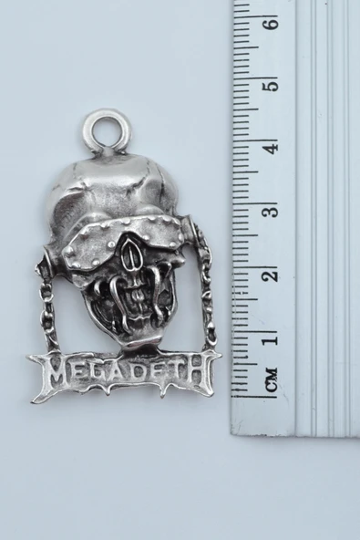 Megadeth Gümüş Kaplama Düz Zincir Kolye - Resim 3