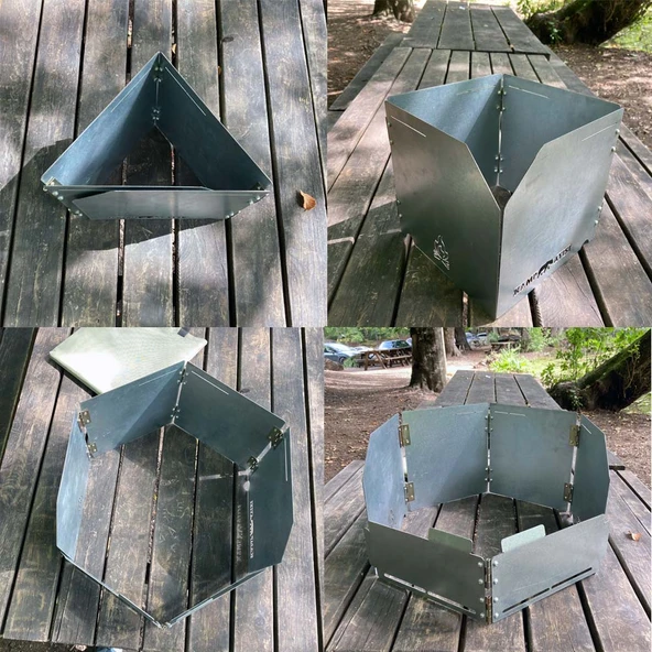 Kamp Ayısı® WindShield™ Katlanır Metal Rüzgarlık: Portatif Rüzgar Kesici - Kartuşlu Kamp Ocakları İçin - 8