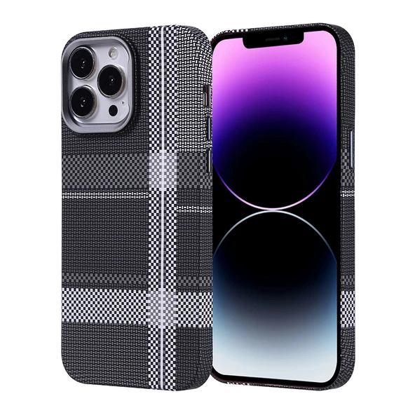 iPhone 14 Pro Max Kılıf Magsafe Şarj Özellikli Karbon Fiber Görünümlü Nekst Kılıf - Resim 3