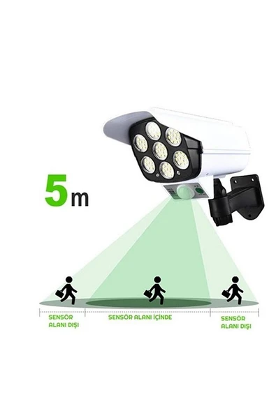 Solar Enerjili Hareket Sensörlü Taklit Güvenlik Kamera Uzaktan Kumandalı - 2