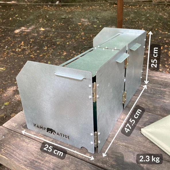 Kamp Ayısı® WindShield™ Katlanır Metal Rüzgarlık: Portatif Rüzgar Kesici - Kartuşlu Kamp Ocakları İçin - 3