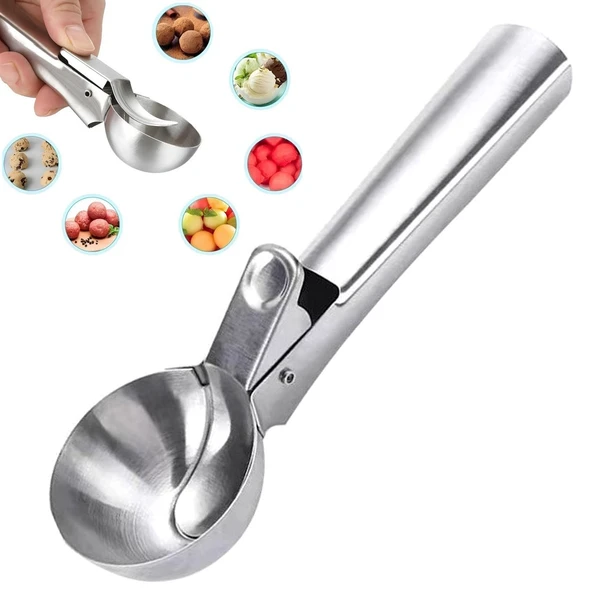 Paslanmaz Çelik Kurabiye Helva Dondurma Meze Servis Sunum Kaşığı Top Dondurma Kaşığı - 1