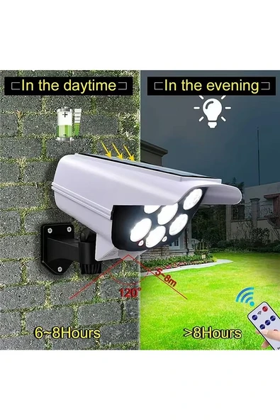 Solar Enerjili Hareket Sensörlü Taklit Güvenlik Kamera Uzaktan Kumandalı