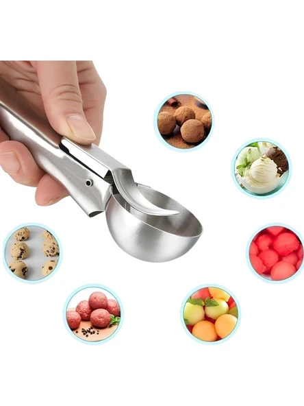 Paslanmaz Çelik Kurabiye Helva Dondurma Meze Servis Sunum Kaşığı Top Dondurma Kaşığı - 5