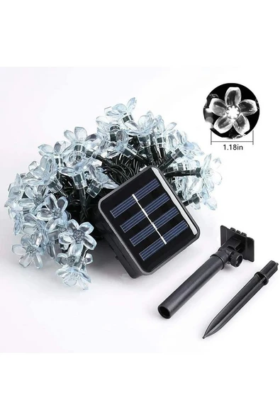 Solar Güneş Enerjili Çiçek Papatya Led 8 Mod Beyaz Dekorasyon Bahçe Teras Aydınlatması - Resim 3