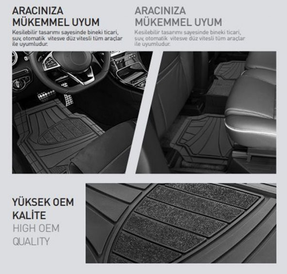 Chery Kimo Ekonomik 3D Havuzlu Paspas Gri 5 Parça Star Oto Paspası - 3