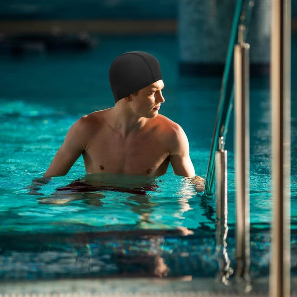 4 Adet Siyah Likralı Bez Bone Havuz Bonesi Deniz Yüzücü Bonesi (Tüm Yaşlara Uygun) - 4