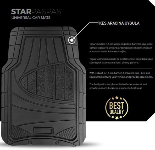 Opel Vivaro Ekonomik 3D Havuzlu Paspas Gri 5 Parça Star Oto Paspası - 4