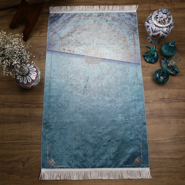 Çeyizlik Seccade Feyruz Mavi 65x115 cm - 320 gr - 1
