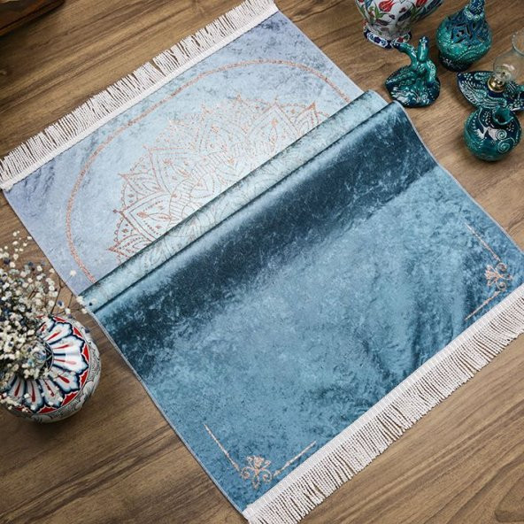Çeyizlik Seccade Feyruz Mavi 65x115 cm - 320 gr - 3