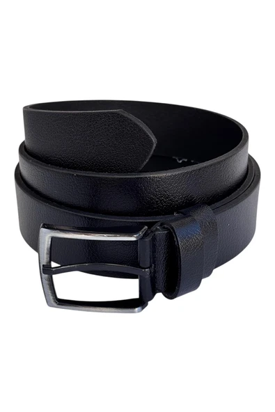 Siyah Büyük Beden Hakiki Deri 4 cm. Tokalı Düz Model Erkek Kemer - 400-Battal - Resim 4