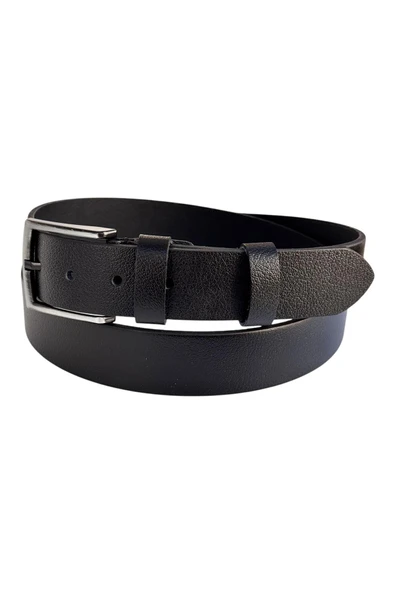 Siyah Büyük Beden Hakiki Deri 4 cm. Tokalı Düz Model Erkek Kemer - 400-Battal - Resim 2