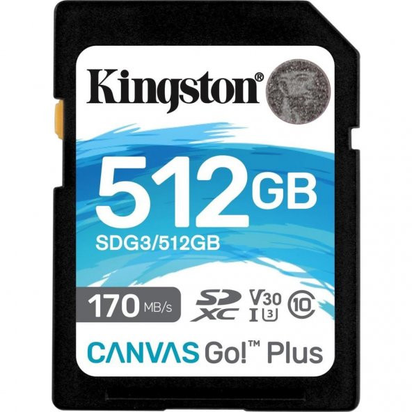 Kingston 512GB Canvas Go Plus Hafıza Kartı SDXC 170Mb/sn SDG3/512