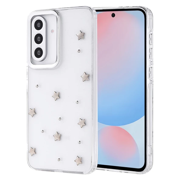 Gpack Samsung Galaxy A56 uyumlu Kılıf Kenarlar Airbagli Simli Şeffaf Kutup Kapak - Resim 2