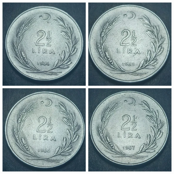 Escoines Koleksiyon 39963679f93fd9c82b 1960/61/62/63/64/65/66/67/68/69 2½Lira takım ÇT/ÇÇT 10'lot - Resim 2