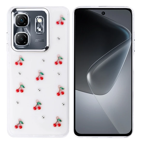 Gpack İnfinix Hot 50i uyumlu Kılıf Kenarlar Airbagli Simli Şeffaf Kutup Kapak - Resim 3