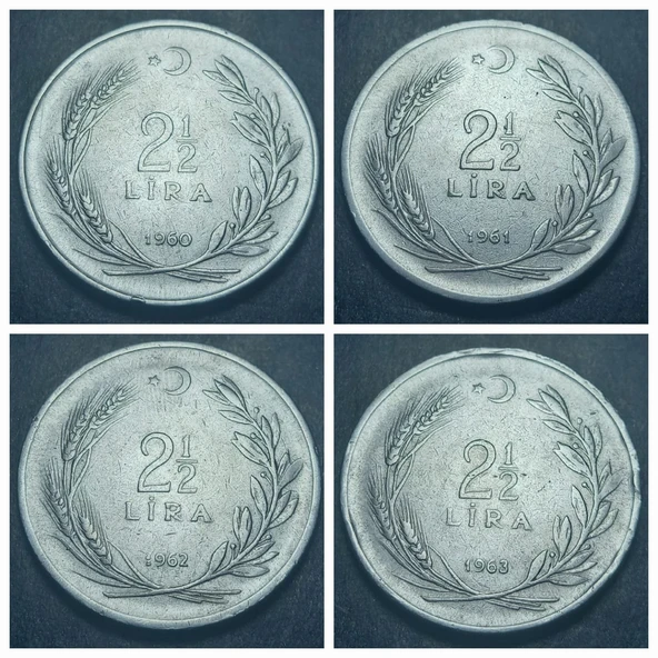 Escoines Koleksiyon 39963679f93fd9c82b 1960/61/62/63/64/65/66/67/68/69 2½Lira takım ÇT/ÇÇT 10'lot ürün görseli 1