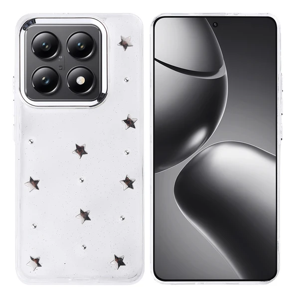 Gpack Xiaomi 14T Pro uyumlu Kılıf Kenarlar Airbagli Simli Şeffaf Kutup Kapak - Resim 2