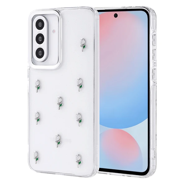 Gpack Samsung Galaxy A56 uyumlu Kılıf Kenarlar Airbagli Simli Şeffaf Kutup Kapak - Resim 4