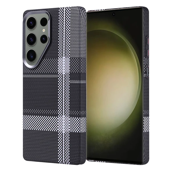 Samsung Galaxy S25 Ultra Kılıf Kablosuz Şarj Özellikli Karbon Fiber Görünümlü Nekst Kapak - Resim 3