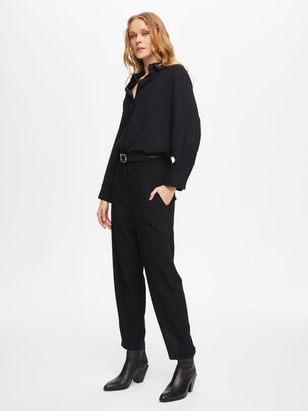Faik Sönmez Oversize Midi Kadın Pantolon - Minimalist Stil - Resim 9