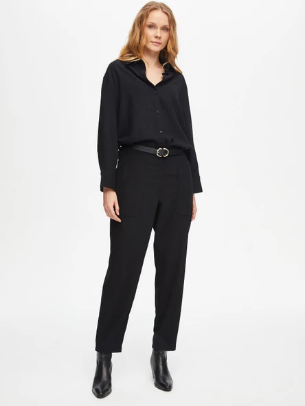 Faik Sönmez Oversize Midi Kadın Pantolon - Minimalist Stil - Resim 10