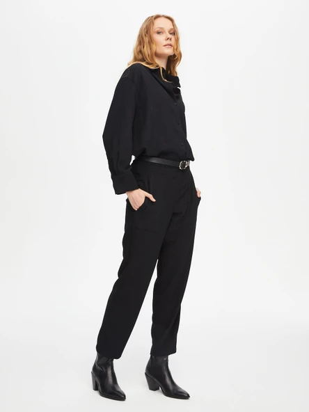 Faik Sönmez Oversize Midi Kadın Pantolon - Minimalist Stil - Resim 7