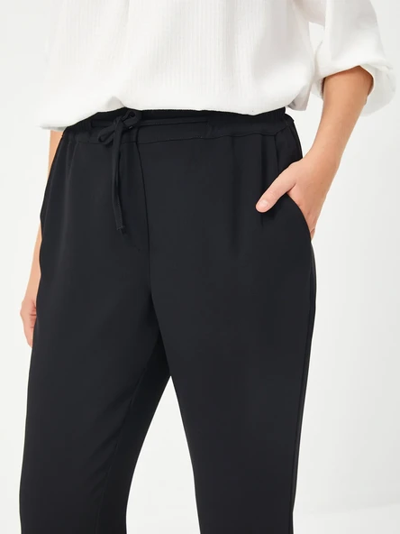 Faik Sönmez Minimalist Bel Bağlamalı Kadın Midi Pantolon - Günlük Şıklık - Resim 4