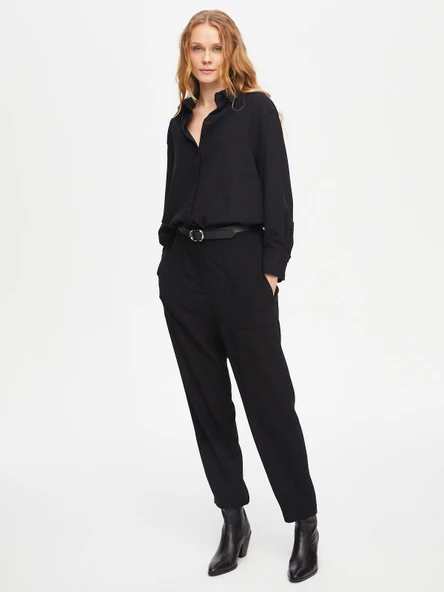 Faik Sönmez Oversize Midi Kadın Pantolon - Minimalist Stil - Resim 5