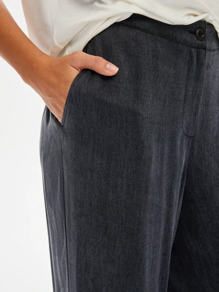 Faik Sönmez Minimalist Oversized Midi Kadın Pantolon - Günlük Kullanım - Resim 3