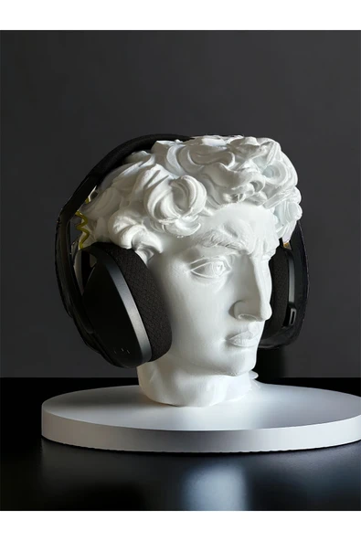 Nerva Design 3D Michelangelo David/Davut Özel Tasarım Kulaklık Tutucu, Dekoratif Kulaklık Tutacağı/Standı - 23 cm - 2