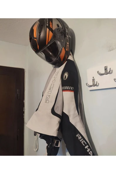 CANEREGE Motosiklet Bisiklet Scooter Kask Ve Mont Duvar Askısı Kask Tutucu Mont Askılıklı Vida Dübel Dahil V2 - 4