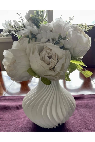 3Duman Fibonacci Vazo Figürü - Beyaz - 20cm - Resim 4