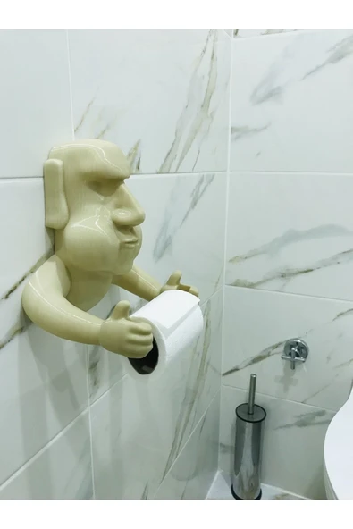 IK3D MOAİ TASARIM TUVALET KAĞIDI TUTUCU 'L' - Resim 3