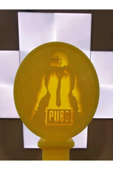 3D HAPPY PUBG Kulaklık Standı Kulaklık Tutucu Masaüstü Dekoru Sarı Renk - Resim 4