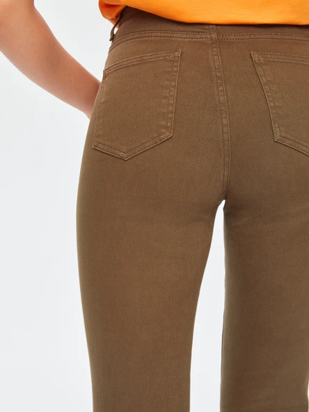 Faik Sönmez Minimalist Crop Kadın Pantolon - Yüksek Bel Midi Boy - Resim 9