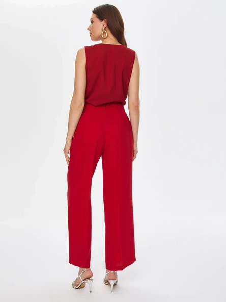 Faik Sönmez Minimalist Geniş Paça Midi Kadın Pantolon - Şık ve Rahat - 3