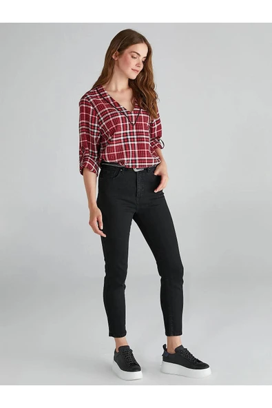 Faik Sönmez Minimalist Yüksek Bel Dar Paça Jean Pantolon - Günlük Şıklık ürün görseli 1