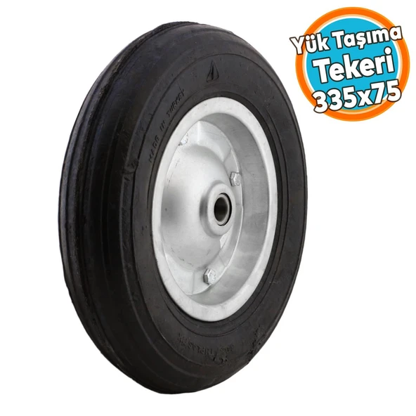 Yük Taşıma El Arabası Tekeri Bilyeli Rulmanlı Dubleks Teker 335x75 mm Çelik Jant