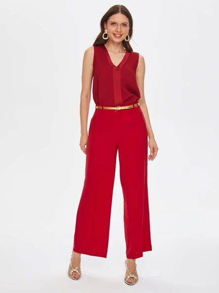 Faik Sönmez Minimalist Geniş Paça Midi Kadın Pantolon - Şık ve Rahat - 3