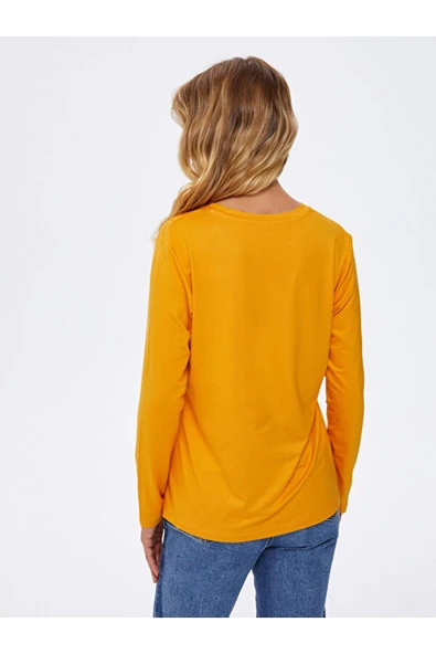 Faik Sönmez Kadın V Yaka Oversize Uzun Kol T-Shirt - Minimalist - 8