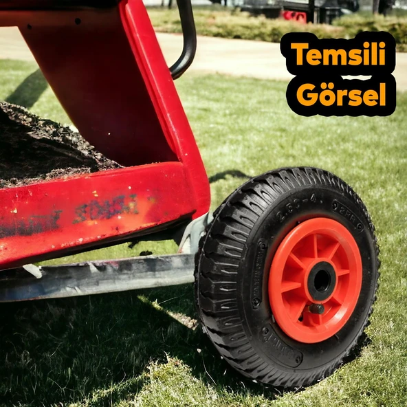 Yük Taşıma Arabası Tekeri El Arabası Burçlu Şişme Şambelli İç Lastikli Teker 200x40 mm Plastik Jant - 4